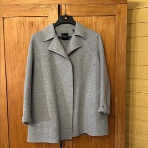 Theory Light Gray Wool Blend Trench Coat